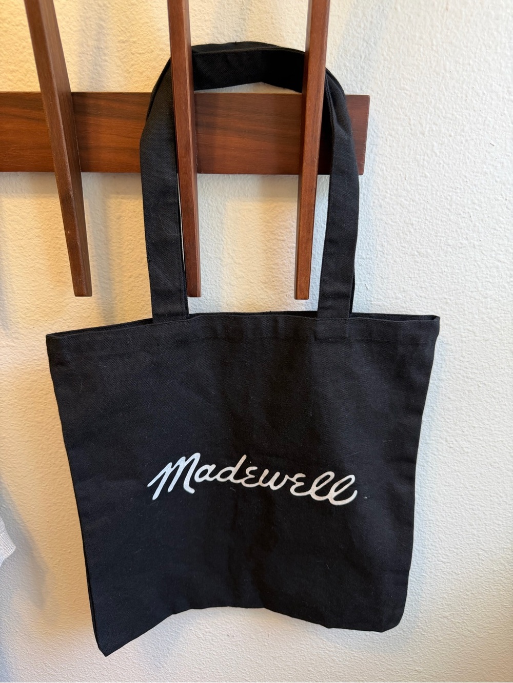 Madewell Black Canvas Tote with White Logo